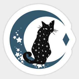 Celestial Cat & Moon Shirt, Sun Moon Stars Tee, Mystical Cat Tee, Moon and Stars, Bohemian Tshirt, Cat Lady Sticker